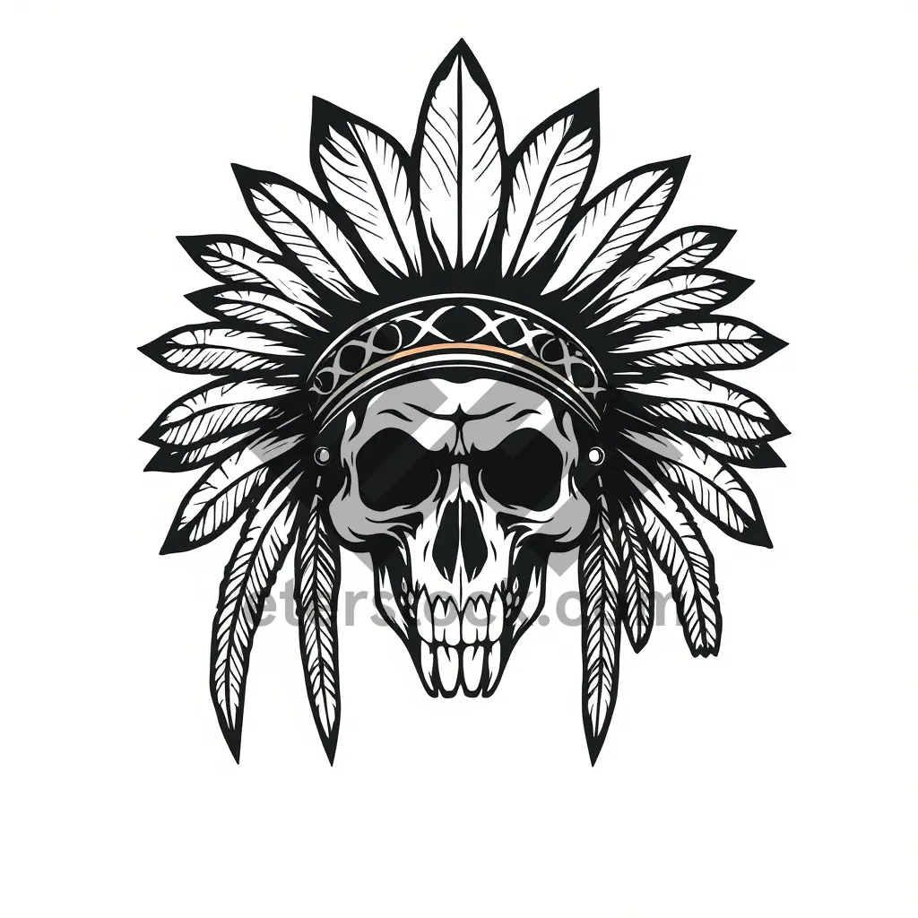 Picture of Floral silhouette design element in retro style.
