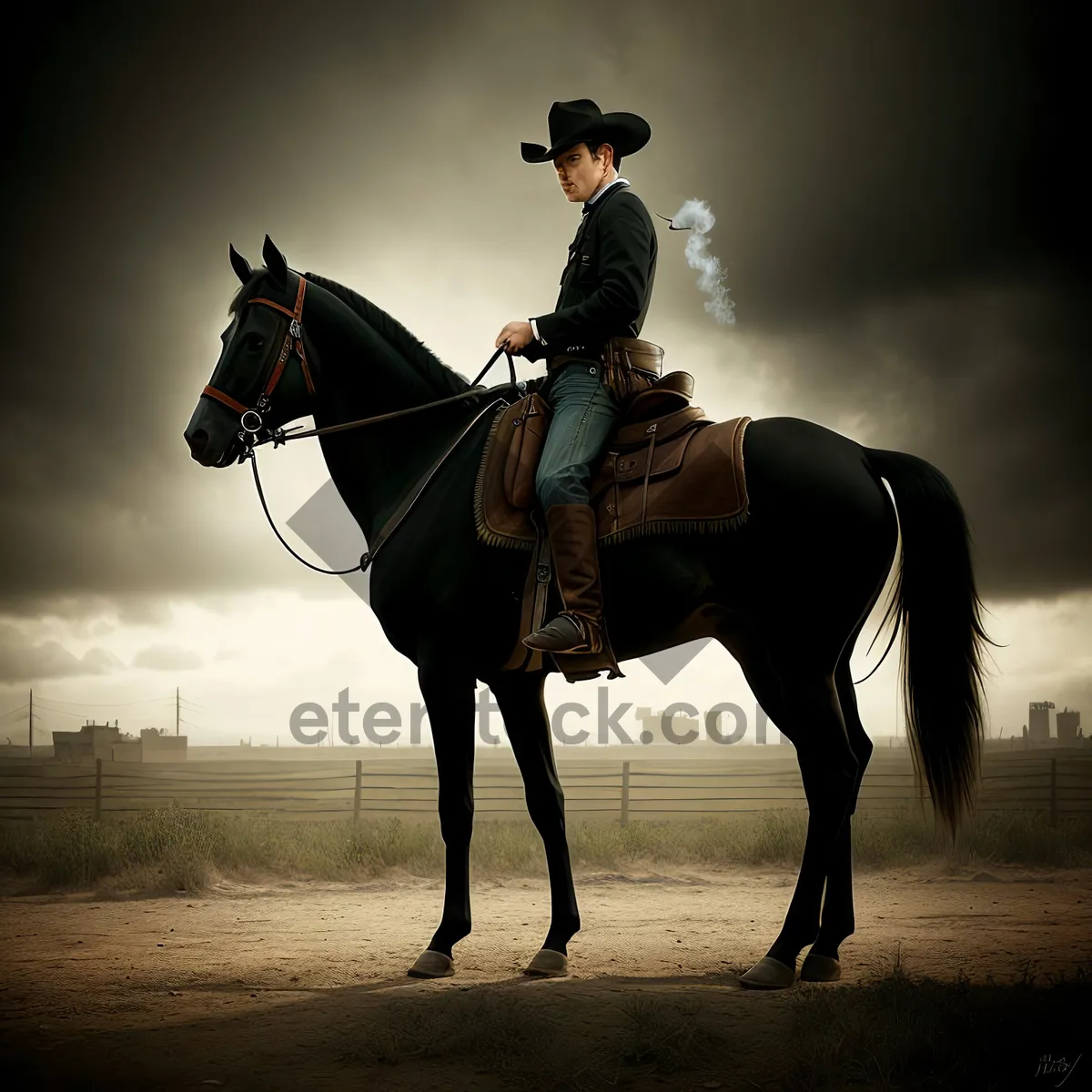 Picture of Stallion Saddle: Cowboy Riding Support on Stock Saddle