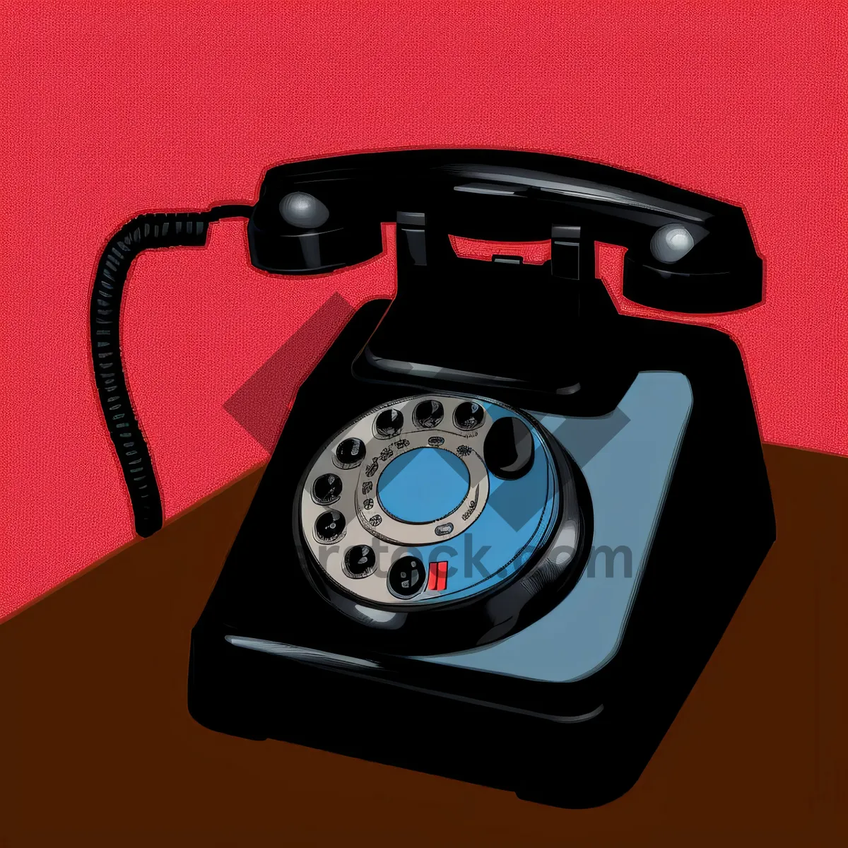 Picture of Vintage rotary dial telephone for office communication device.