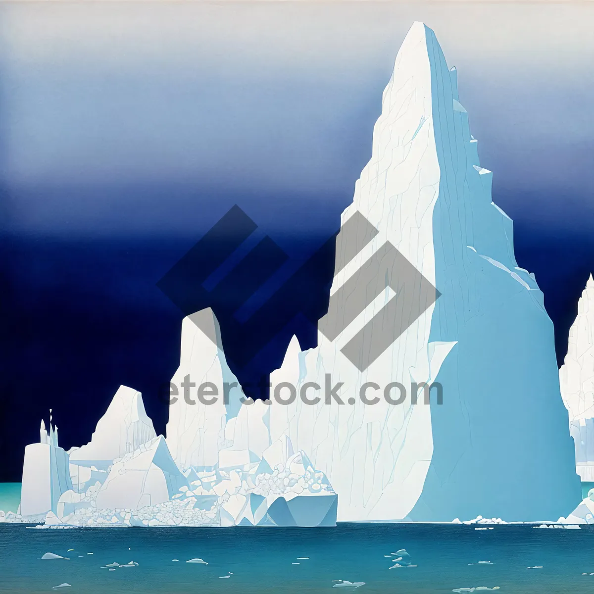 Picture of Winter Wonderland: Frozen Ocean Reflections with Cloudy Skies