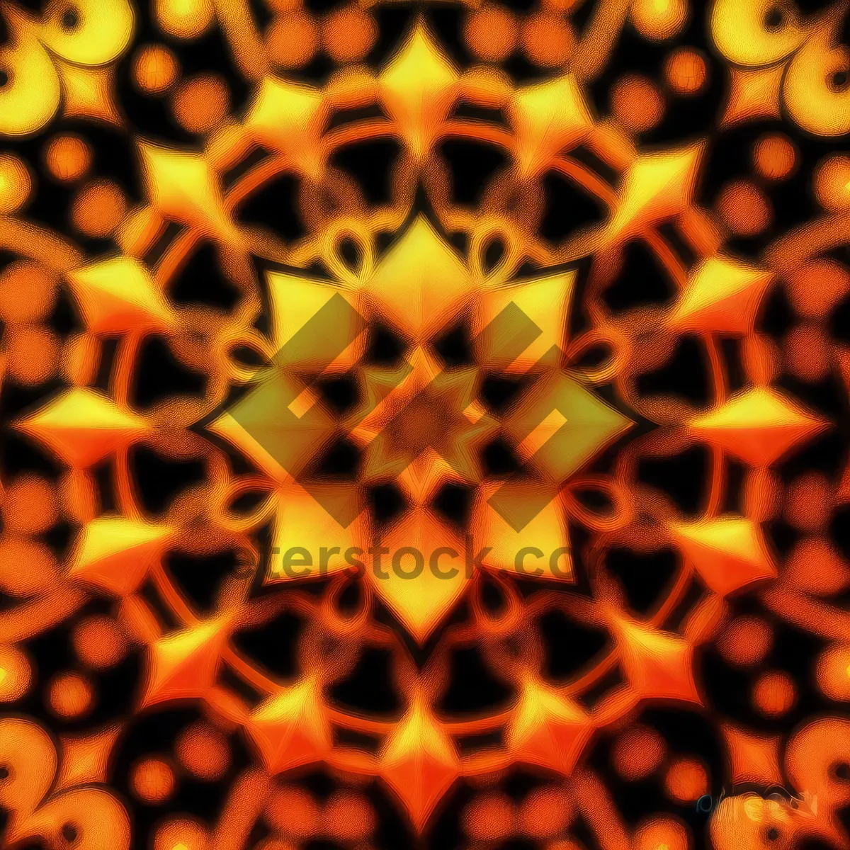 Picture of Vibrant Geometric Artwork: Yellow and Orange Patterned Honeycomb Design