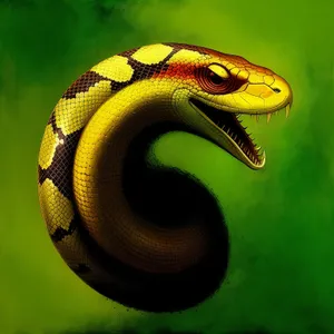 Dangerous Green Vine Snake With Intense Gaze