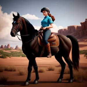Riding Cowboy with Stock Saddle on Horseback