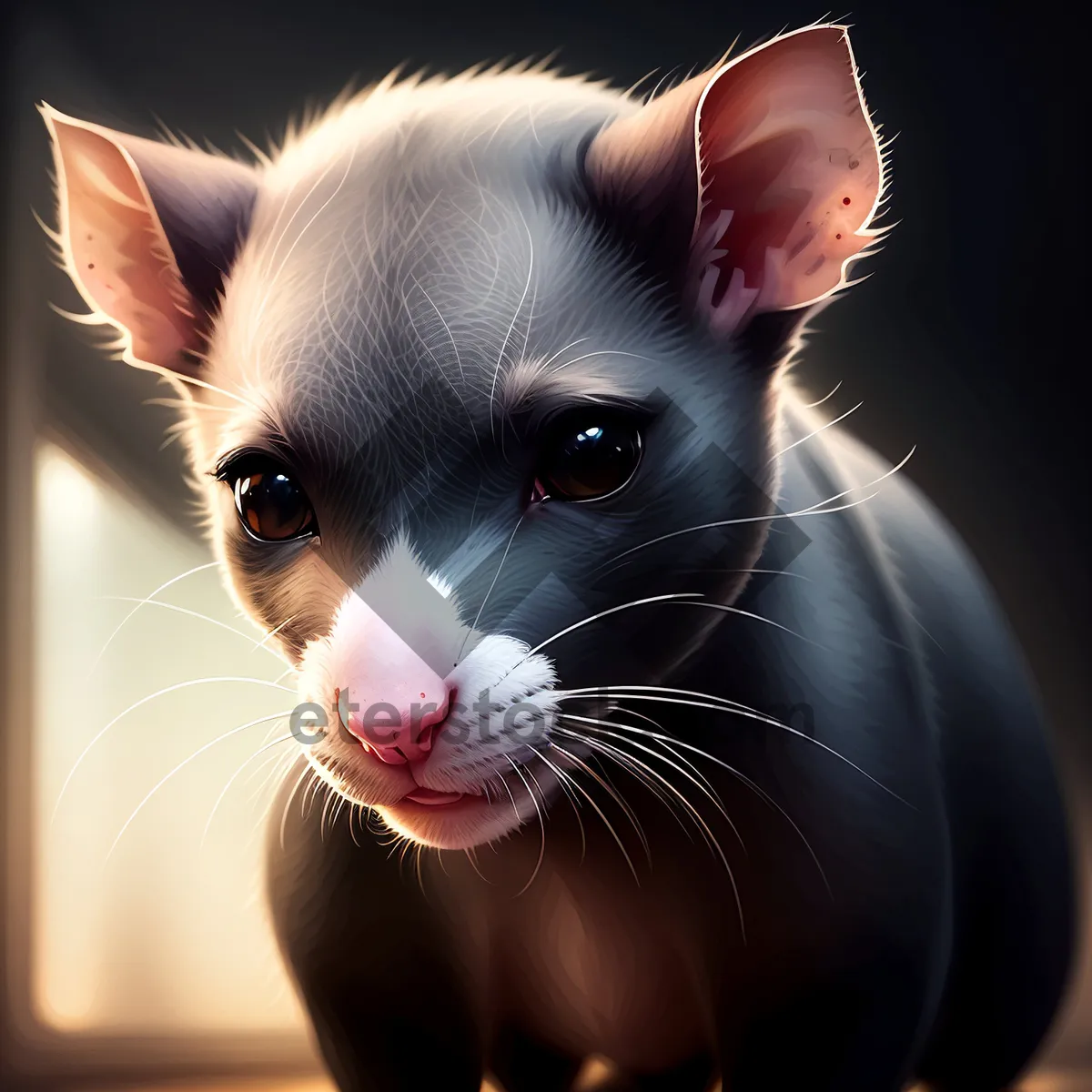 Picture of Fluffy Gray Kitty with Curious Eyes