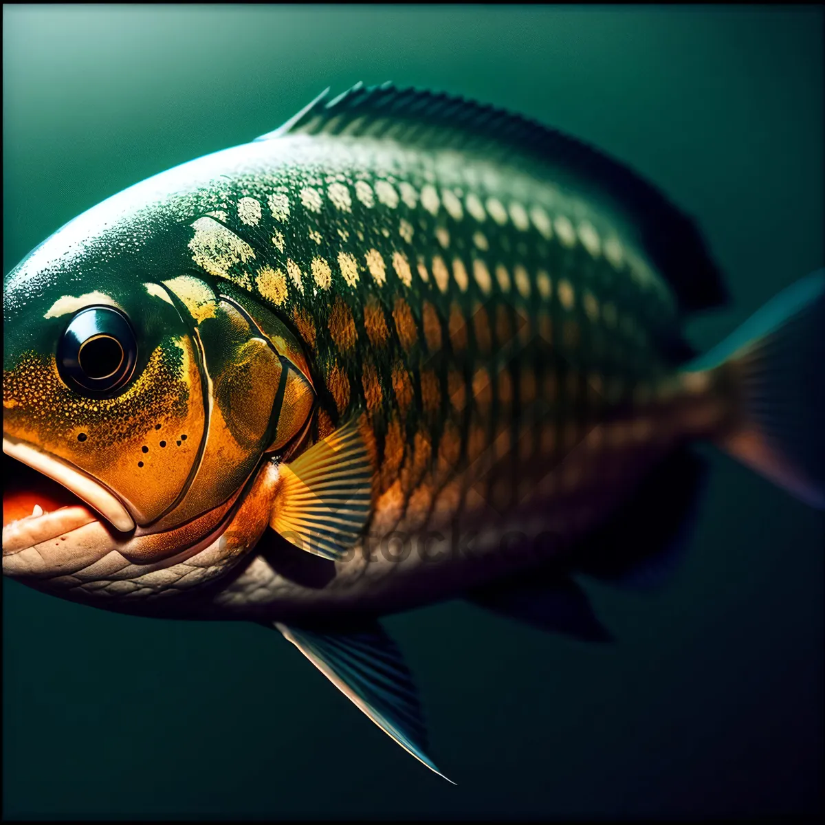 Picture of Tropical Orange Goldfish Swimming in Aquarium