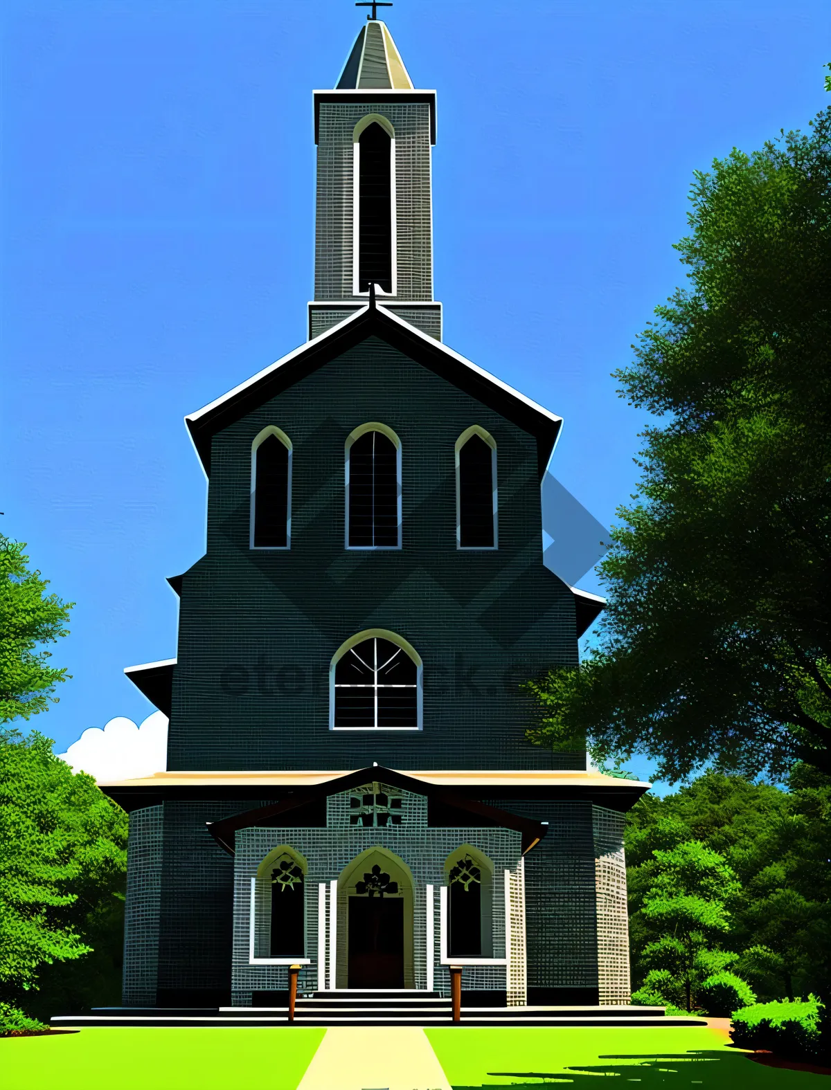 Picture of The weathered bell tower of an old church against the backdrop of a majestic sky, creating a picturesque scene that evokes a sense of tranquility and awe