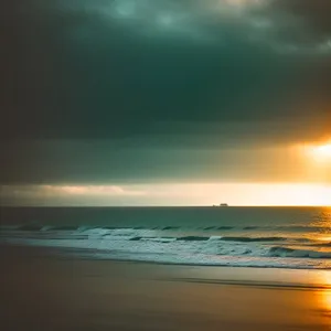 Tropical Sunset Over Tranquil Ocean Waves