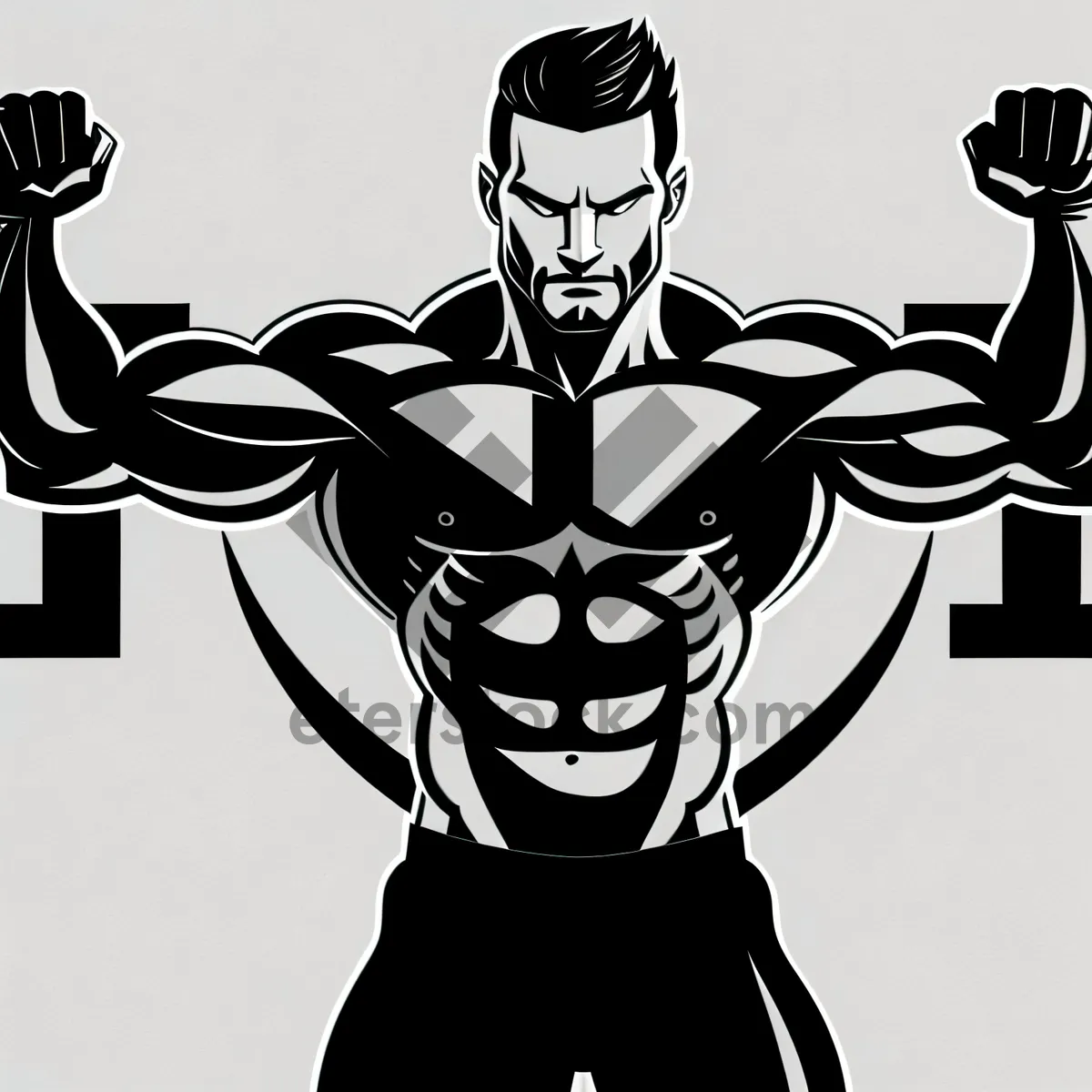 Picture of Muscular Black Man in Dynamic Silhouette - Artistic Cartoon Sketch