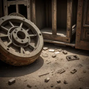 Vintage Car Wheel with Antique Spokes