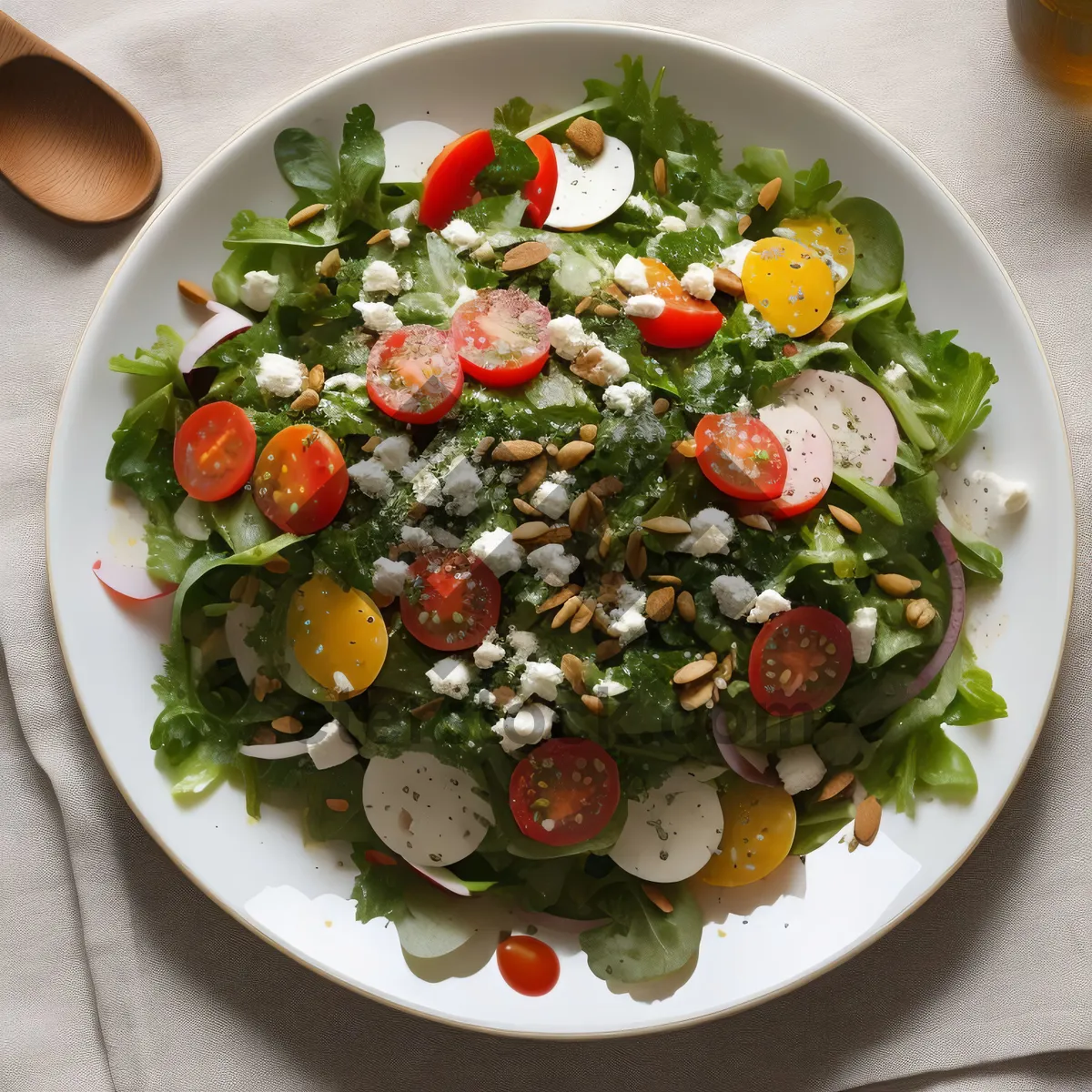 Picture of Gourmet Vegetable Salad with Fresh Tomato and Olive