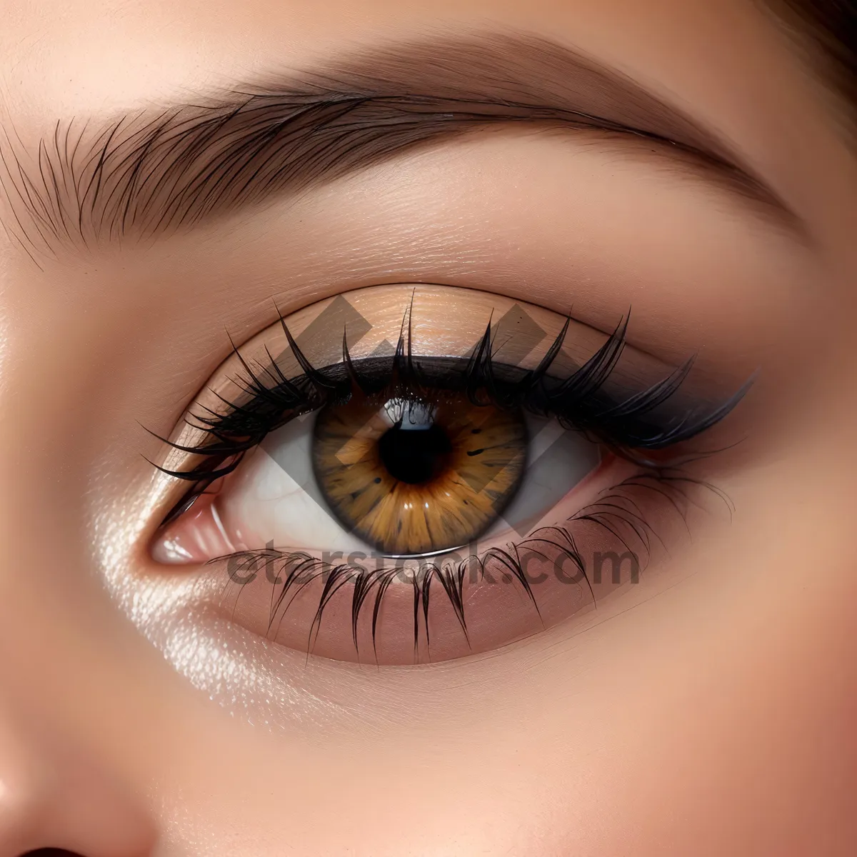 Picture of Eye-Catching Beauty: Stunning Closeup of Mesmerizing Eyebrow and Eye Makeup