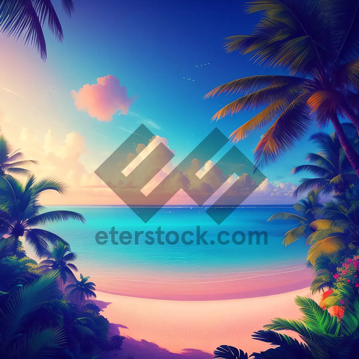 Picture of Exotic Sunset Palm Beach: Tranquil Tropical Paradise