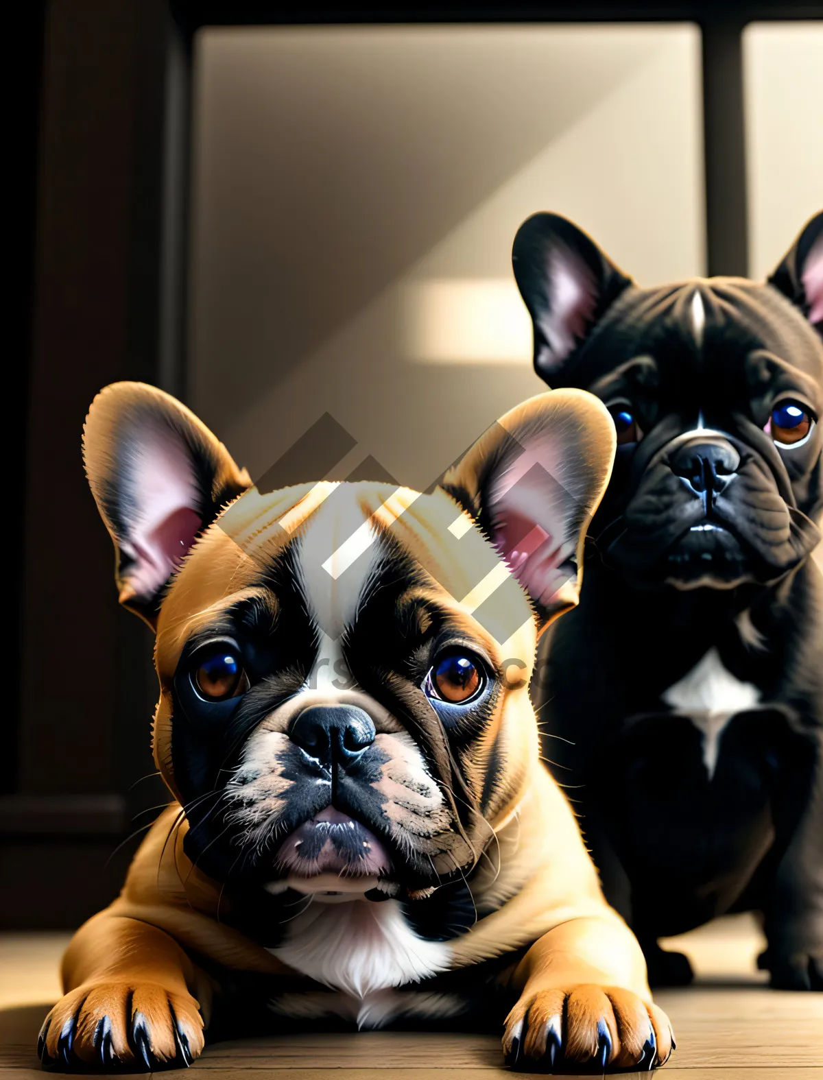 Picture of Cute Bulldog Puppy Sitting for Portrait