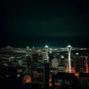 City Lights at Night: Majestic Urban Skyline