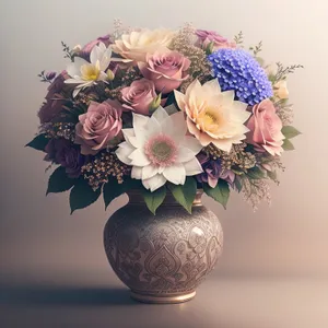 Floral Bouquet: Delicate Spring Flower Arrangement in Retro Design