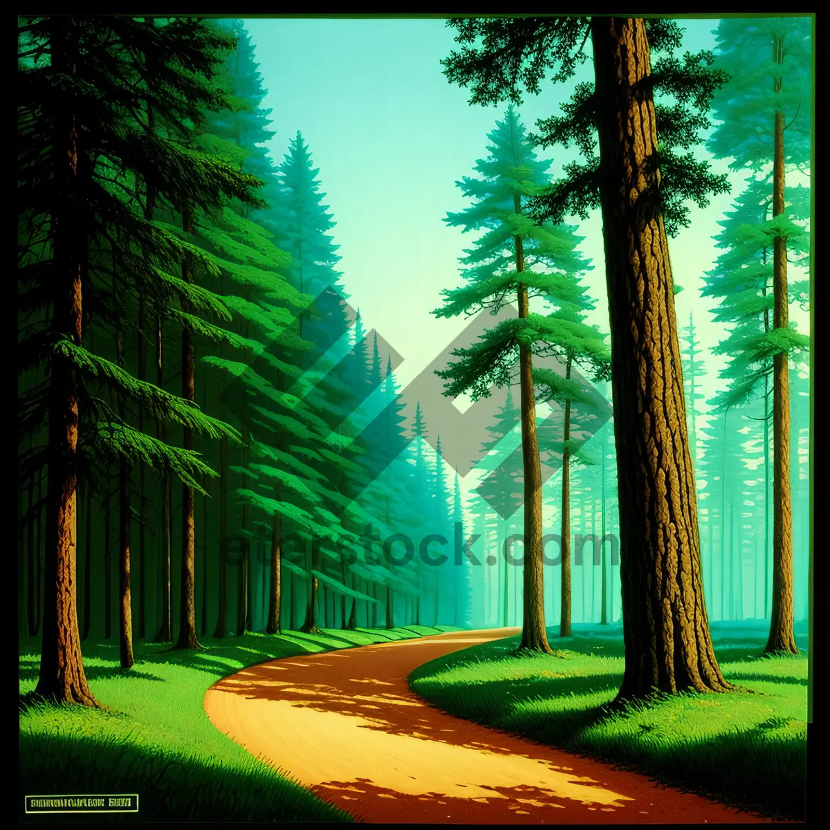 Picture of Serene Summer Forest Scene with Lush Greenery