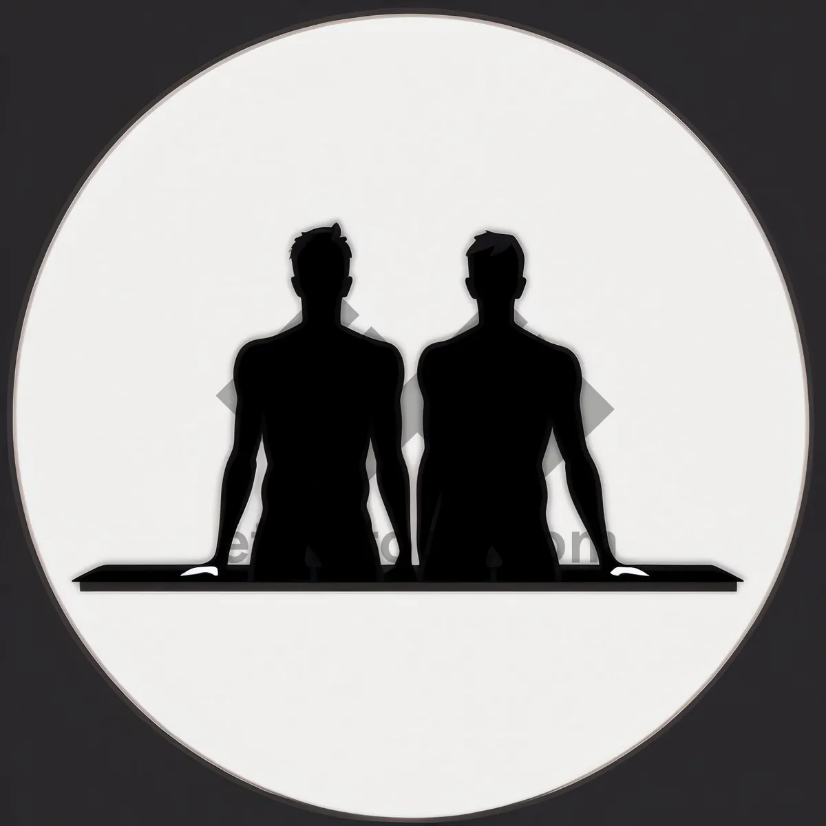 Picture of Moonlit Silhouette of Man and Boy against Black Background.