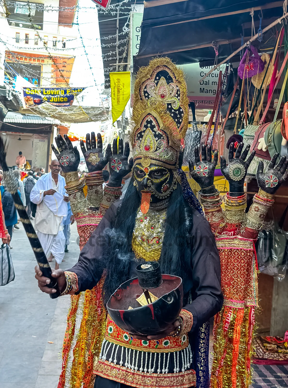 Picture of Colorful Comic Book Style God Statue at Eastern Temple.