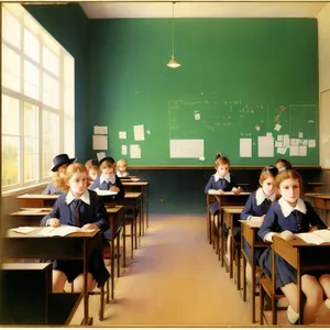Modern Wood-Table Classroom with Empty Chairs