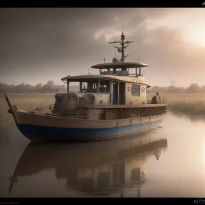 Serene Sea Dreams: Fishing Boat Amidst Nautical Charm