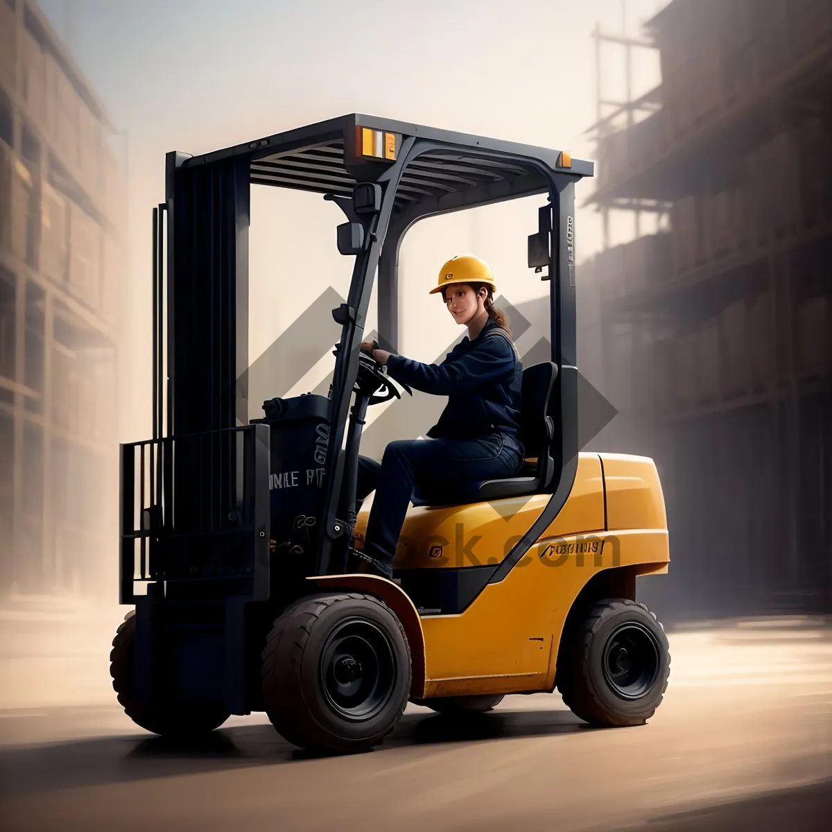 Picture of Heavy-duty Forklift in Industrial Warehouse