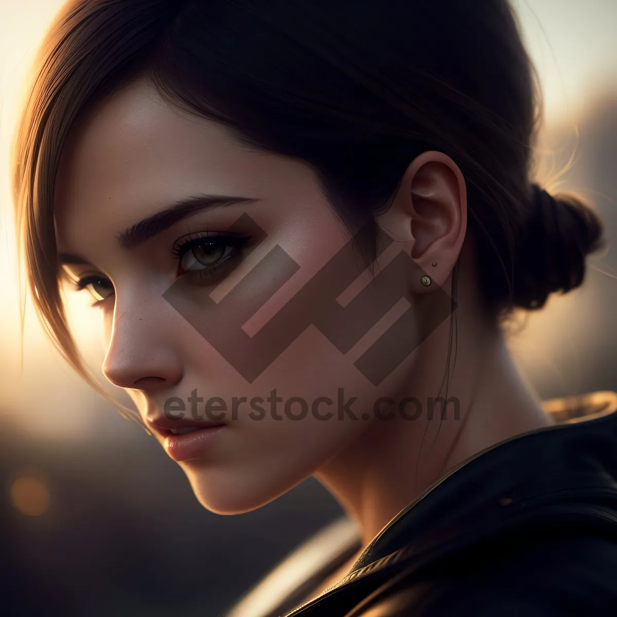 Picture of Smoldering Beauty: Sensual Close-Up of Attractive Model with Elegant Hairstyle