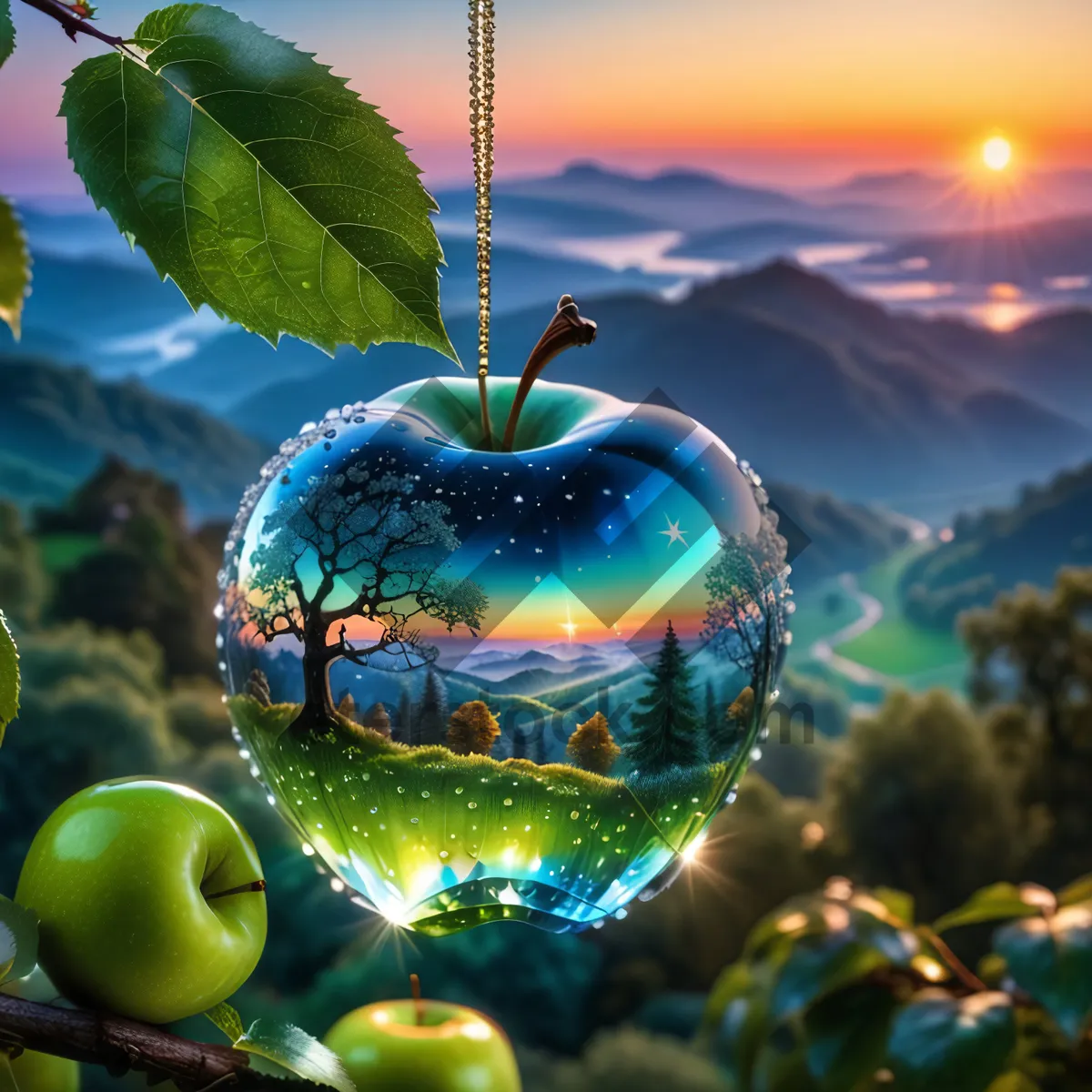 Picture of Fresh and Healthy Granny Smith Apple Holiday Decoration