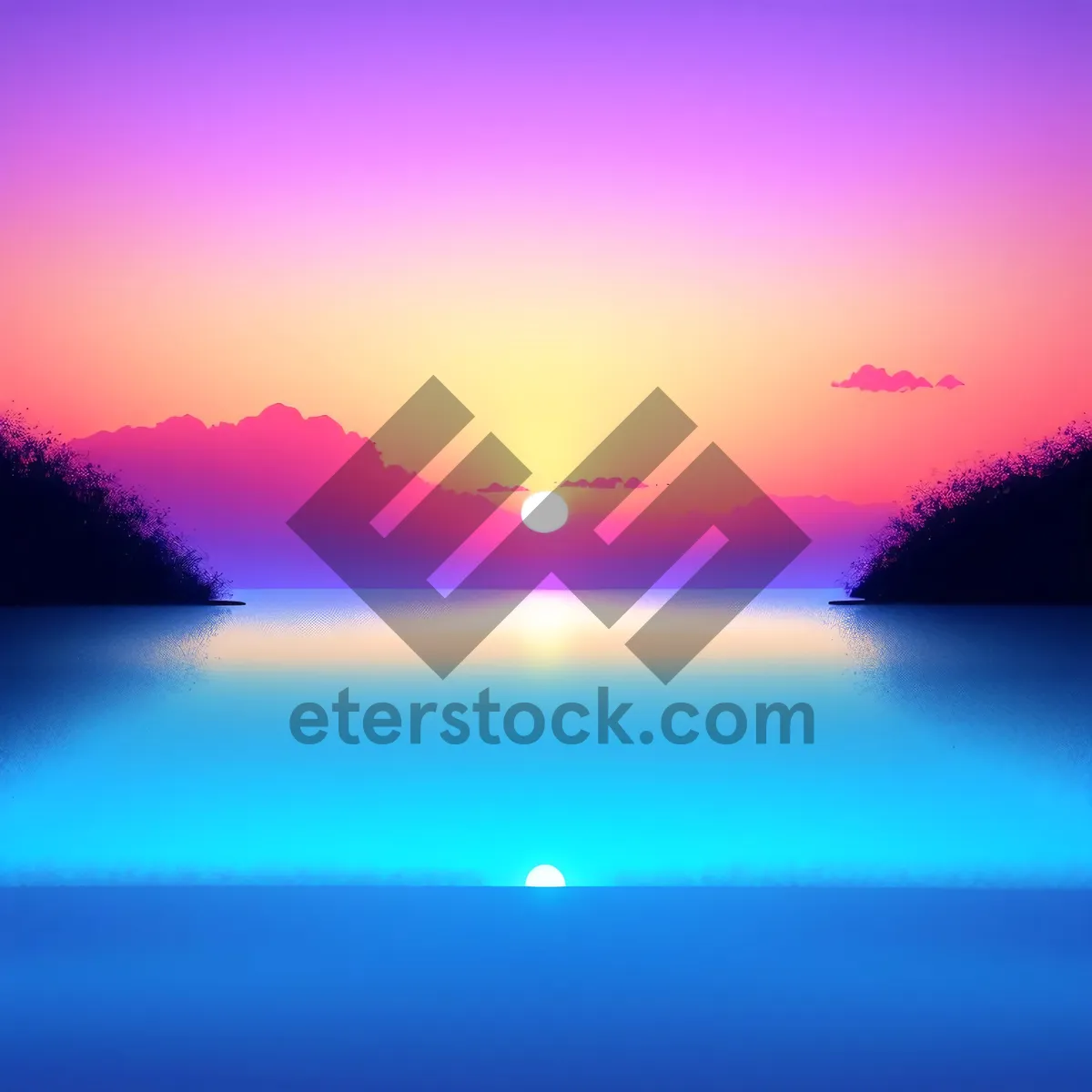 Picture of Vibrant Sun Setting Over Summer Landscape