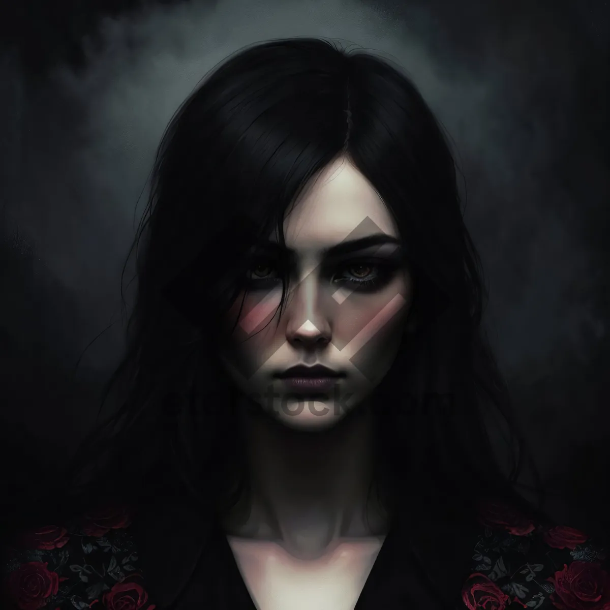 Picture of Stylish brunette model with attractive makeup and long hair