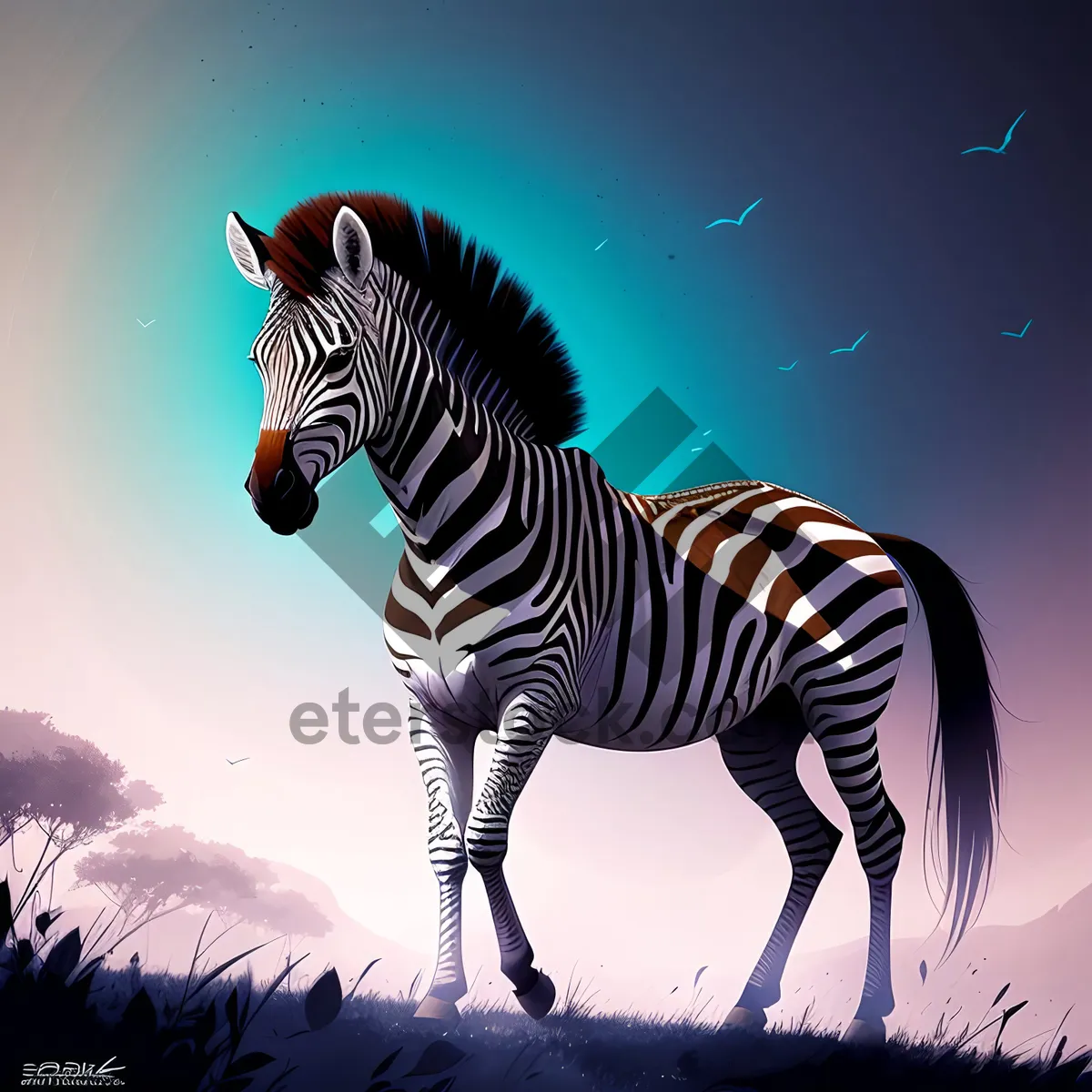 Picture of Striped Equine Beauty in the Wild