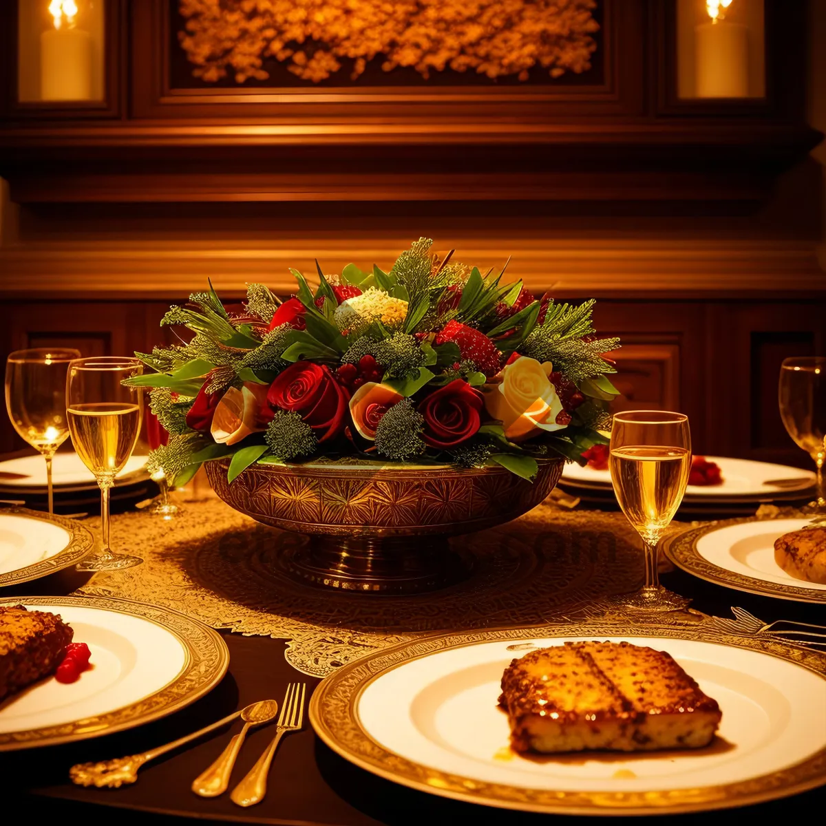 Picture of Gourmet Delights at Banquet Table