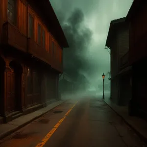 Nighttime City Street through Old Tunnel