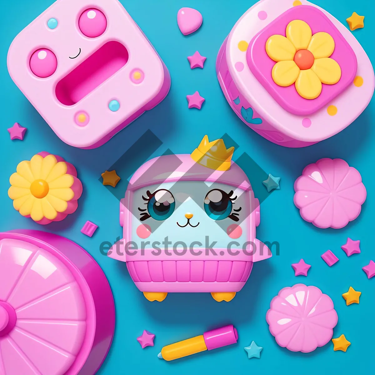 Picture of Colorful Cartoon Confetti Icon on Paper Art Design.