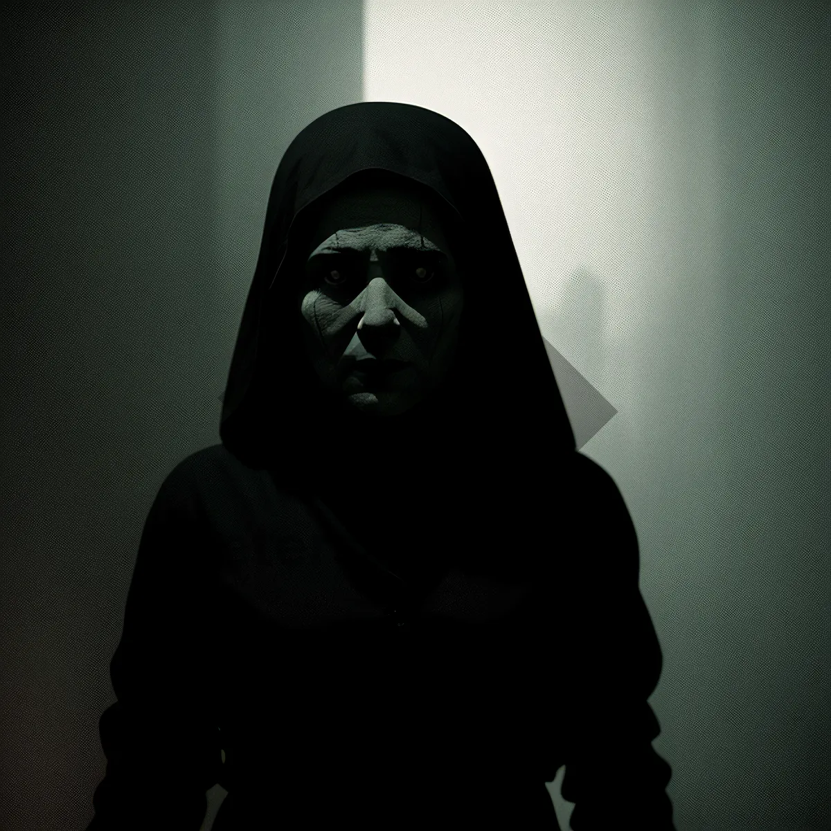 Picture of Dark Cloaked Figure with Mask: Portrait of a Disguised Man