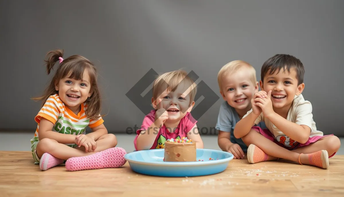 Picture of Happy family portrait with smiling kids and parents