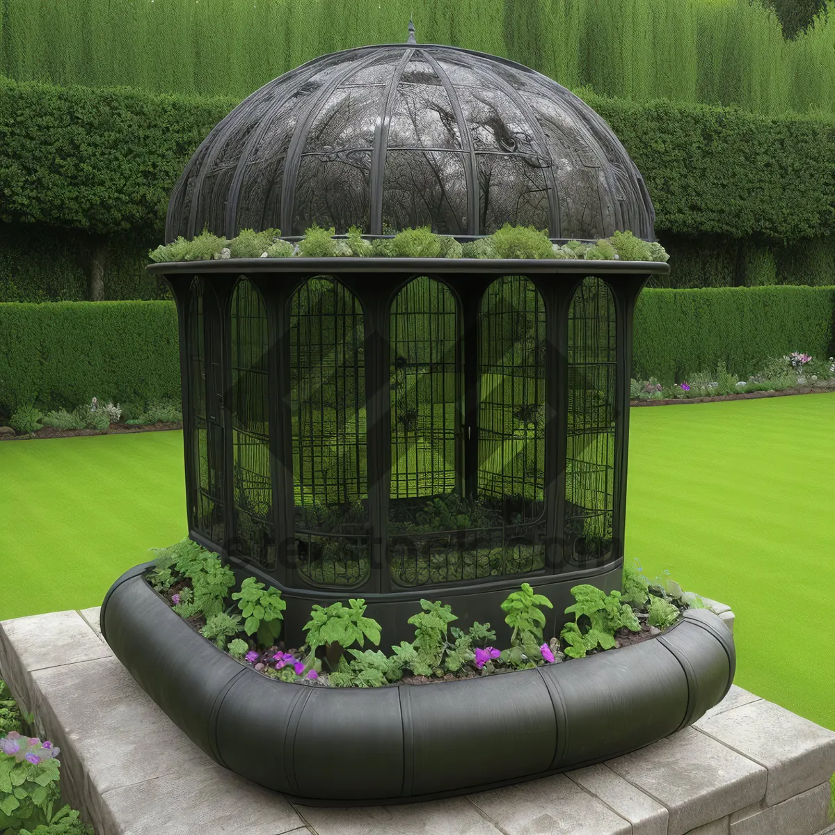 Picture of Old Church Dome with Fountain and Bird Feeder