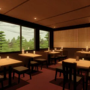 Modern luxury restaurant interior design with wooden furniture.