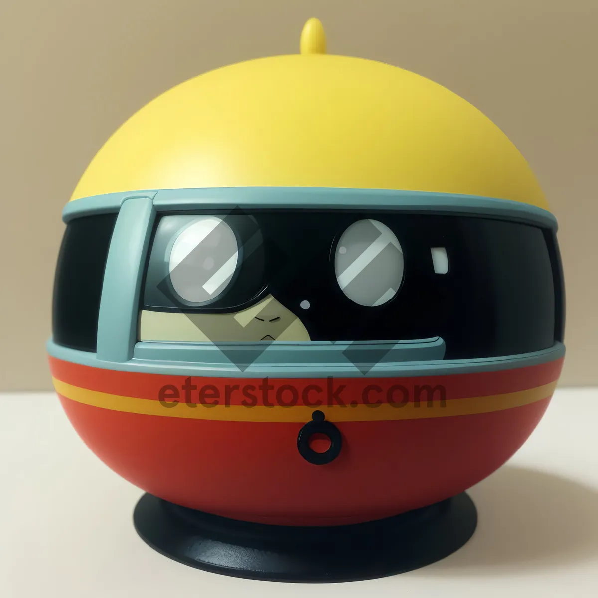Picture of 3D crash helmet icon sign with facial sphere