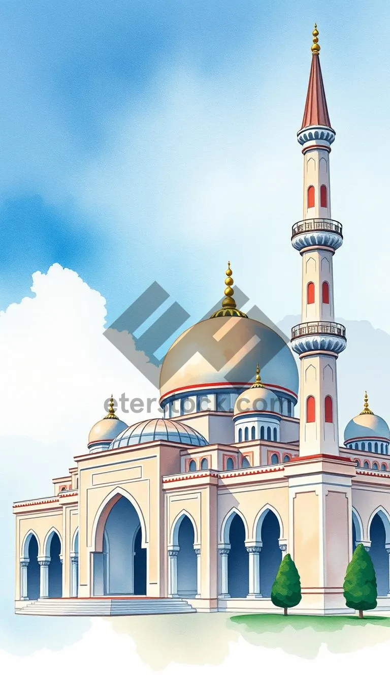 Picture of Golden Orthodox Cathedral Tower in Historic City Skyline