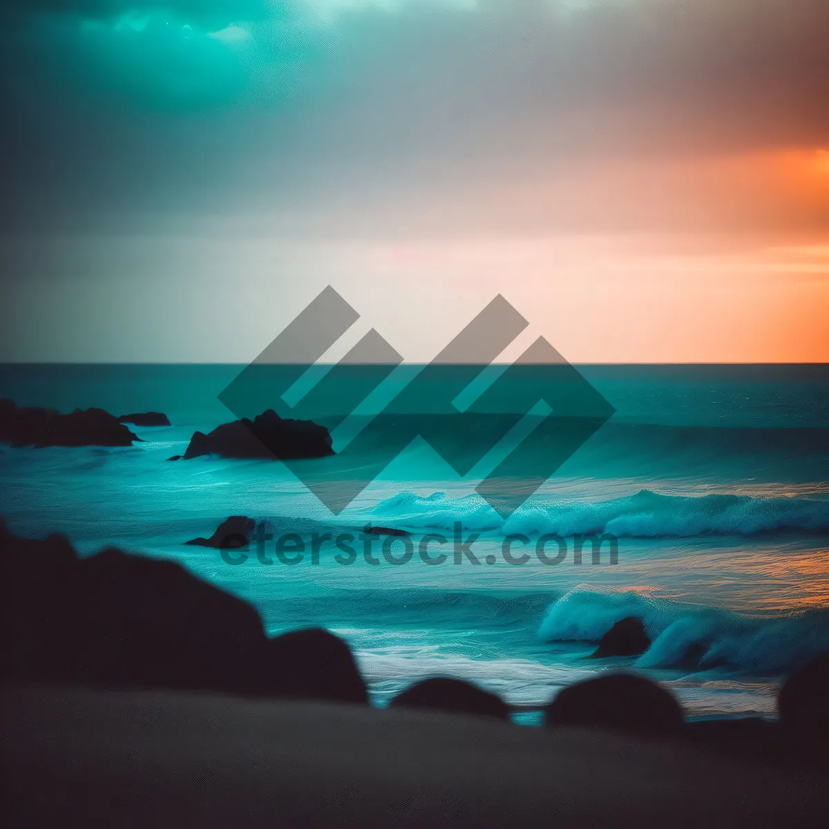 Picture of Serene Beachscape Under Magical Sunset