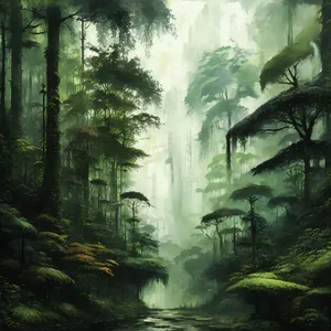 Tropical Paradise: Majestic Waterfall in a Serene Forest