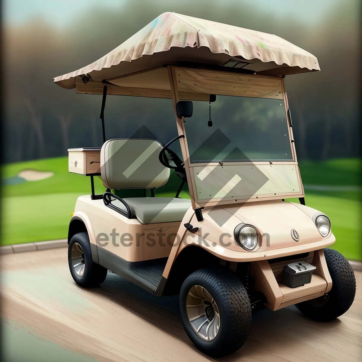 Picture of Sporty Golf Cart Driving on Course