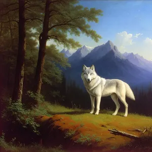 Majestic White Wolf Leading the Pack through Forest