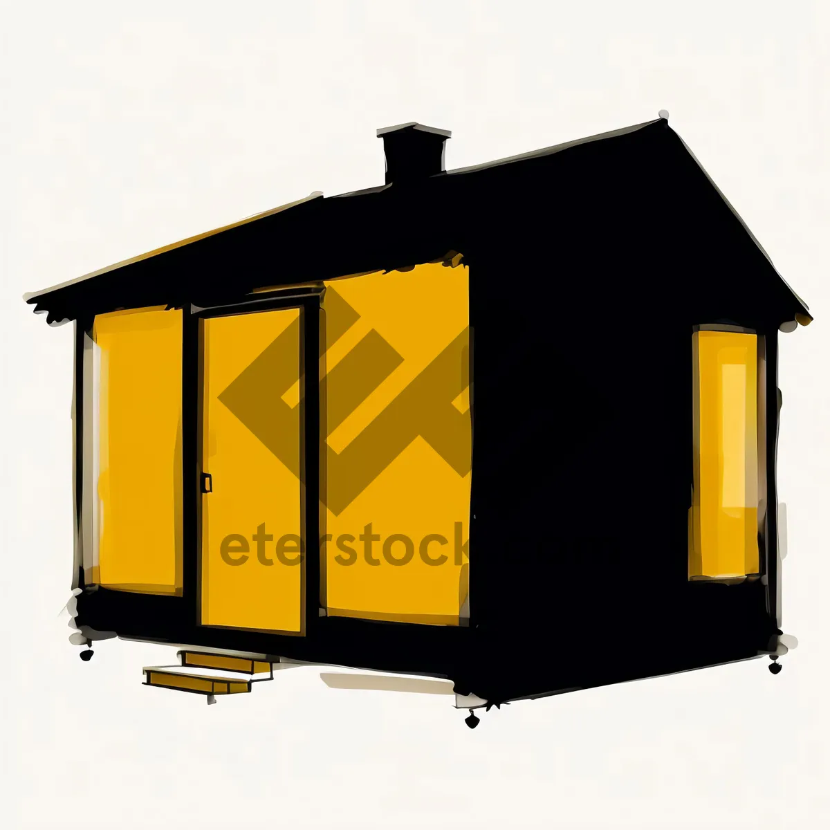 Picture of Real Estate Icon with Chimney and Window Architecture