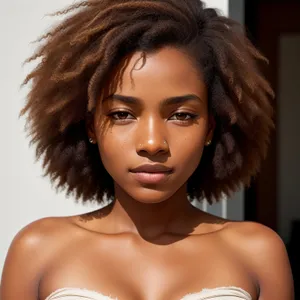 Stunning Afro-haired Model with Glamorous Makeup