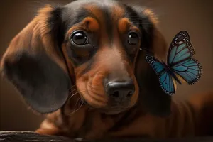 Adorable brown puppy - purebred domestic pet portrait.