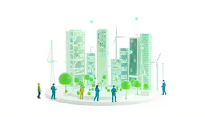 Ecology-themed business icons set in 3D design