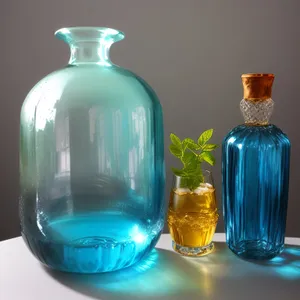 Transparent Glass Medicine Bottle with Fluid