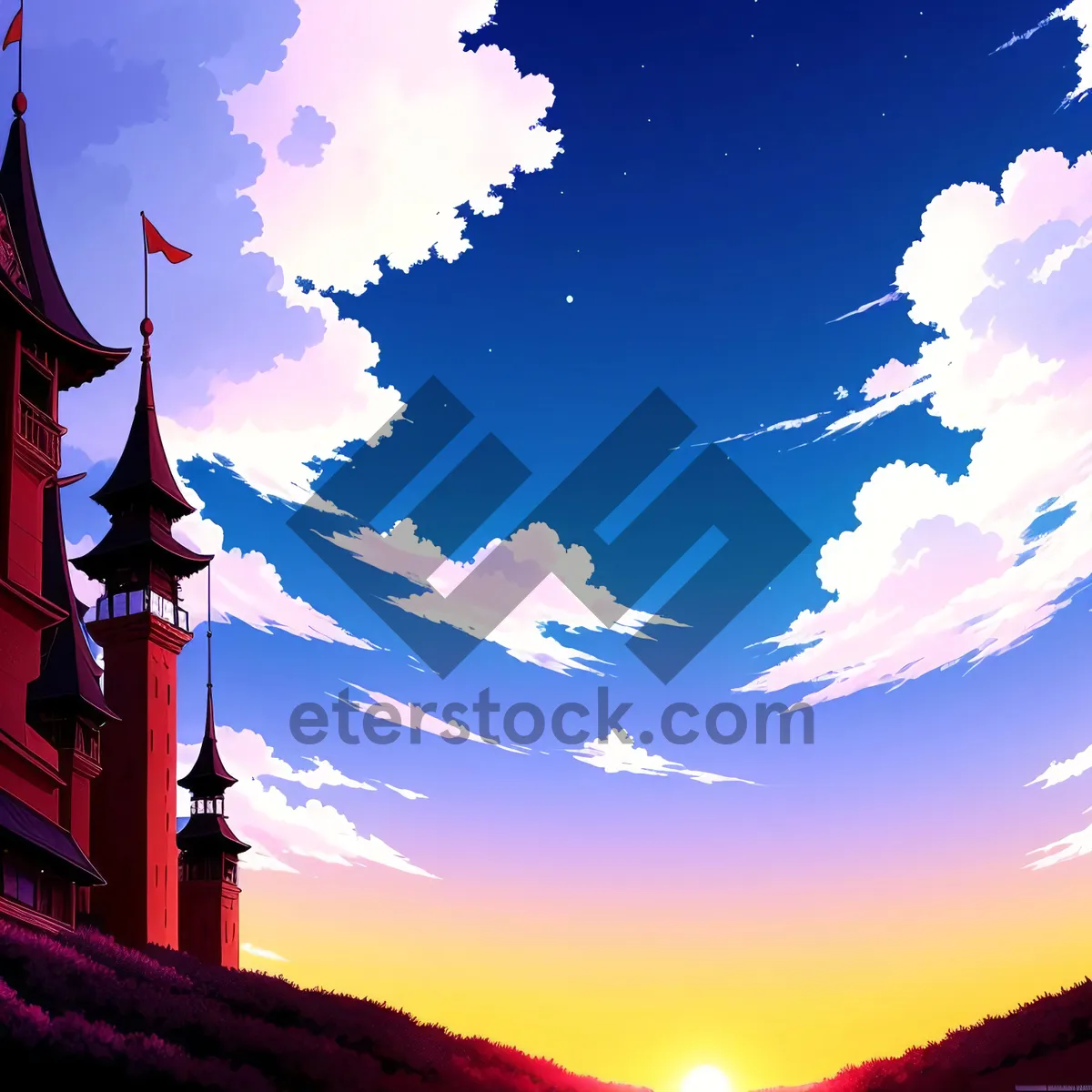 Picture of Night Sky Cemetery Silhouette with Bright Star