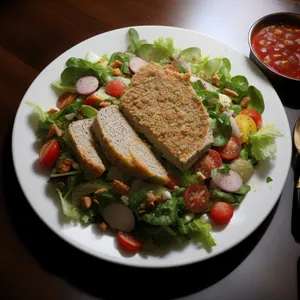 Grilled Steak Salad with Fresh Vegetables and Pepper Sauce